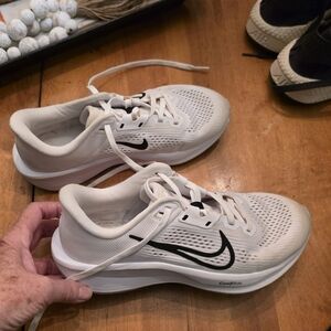 Nike  White Sneakers with Black Swoosh (7.5)